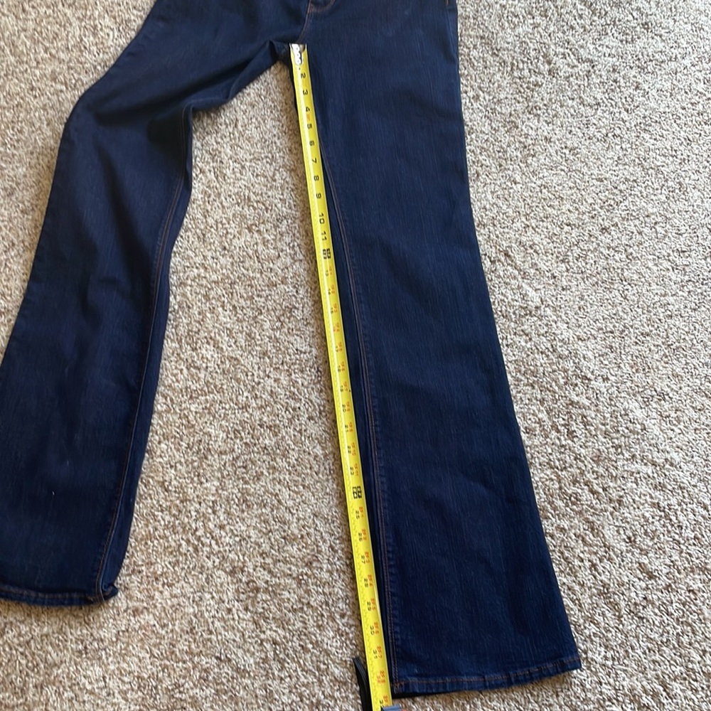 White House Black Market skinny flare four regular dark blue jeans - Picture 6 of 9